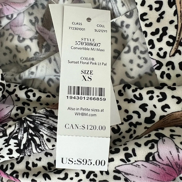 WHBM Strapless Convertible Matte Jersey Dress Maxi Skirt Sunset Floral Animal - Picture 14 of 16